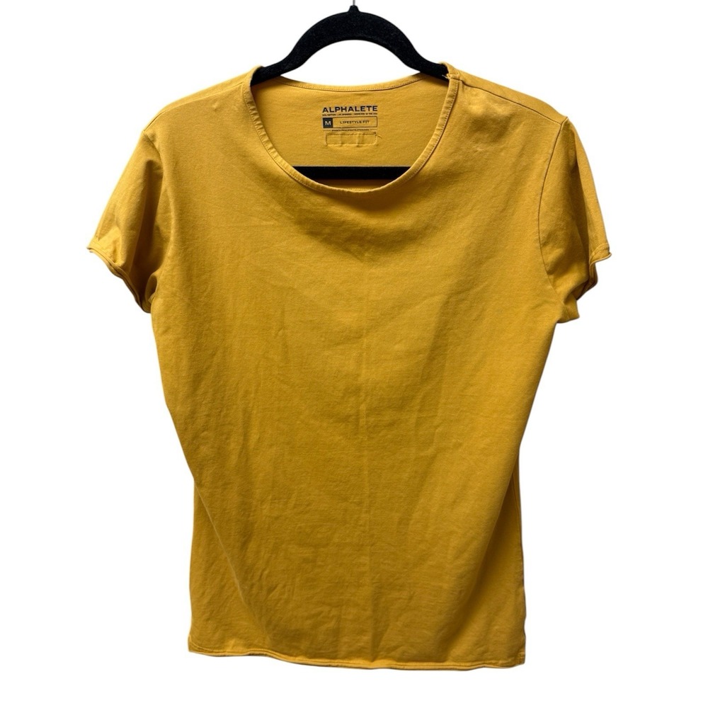 Alphalete Yellow Lifestyle Fit T-Shirt Men's M Cotton Athletic Gym Streetwear